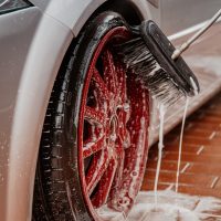 car wash business plan wheel being washed