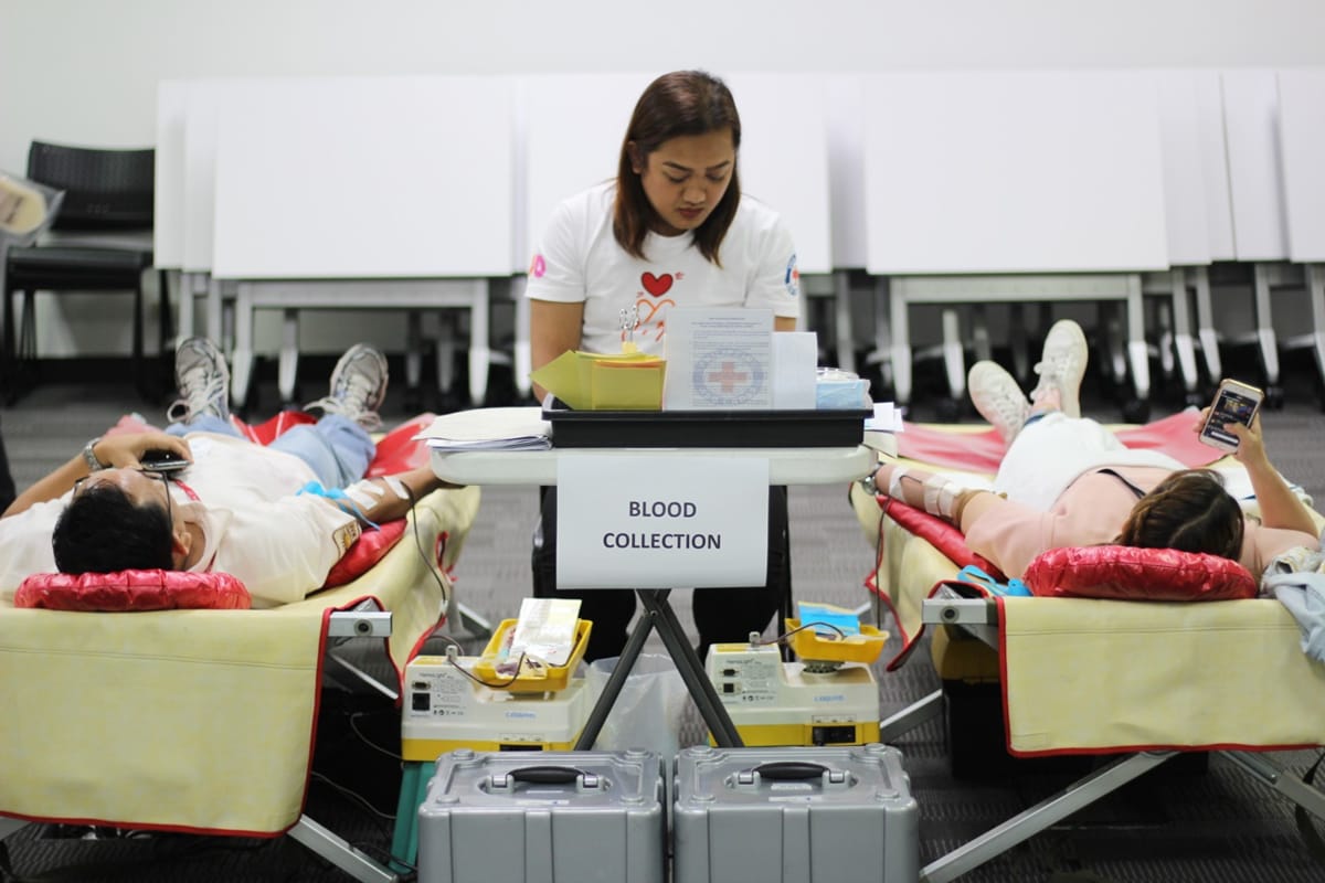 Pru Life UK employees at the blood donation drive with the Philippine Red Cross