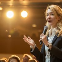 woman, speaker, microphone