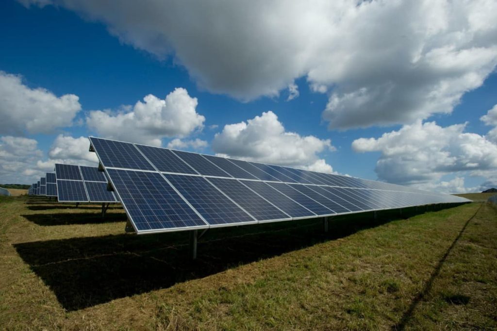 A field of solar panels.